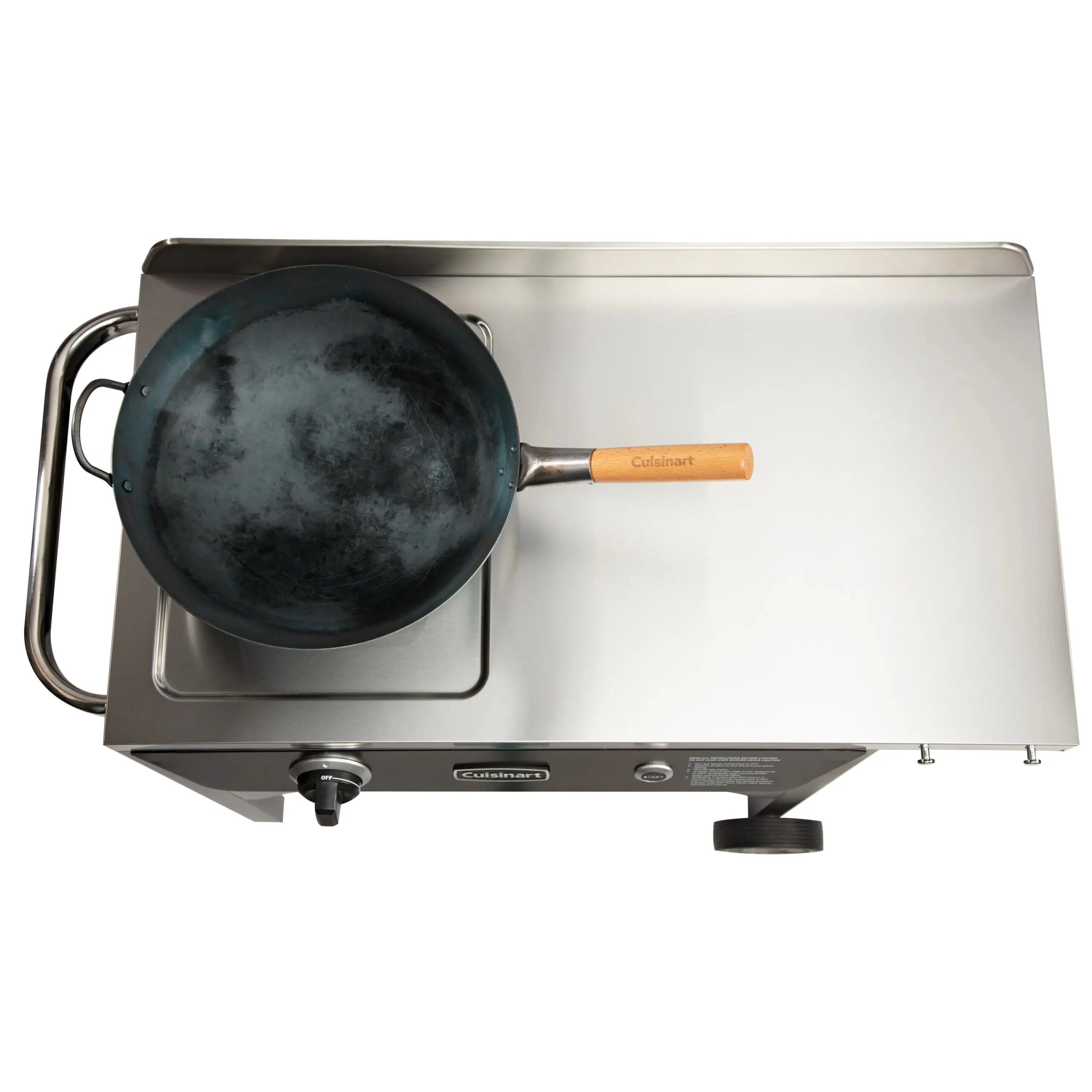 Outdoor Wok Station, Featuring 50, 000 BTU Propane Outdoor Wok Burner W Prep Table, 14 Carbon Steel Wok for Stir Fry, Searing, BBQ Black