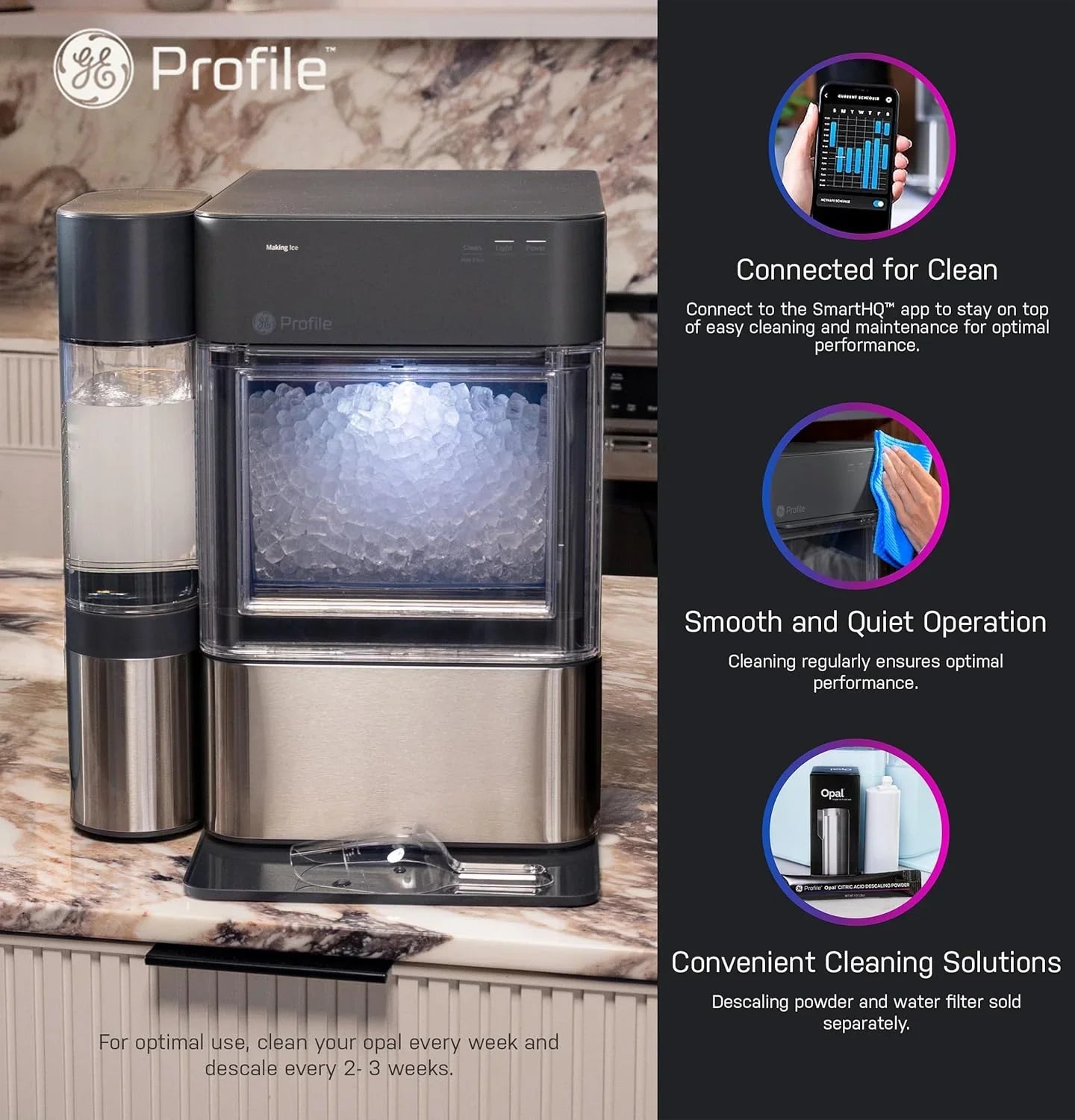 Tank - Opal 2.0 XL with 1 Gallon - Chewable Crunchable Countertop Nugget Ice Maker, Scoop Included, 38 Lbs in 24 Hours, Pellet Ice Machine