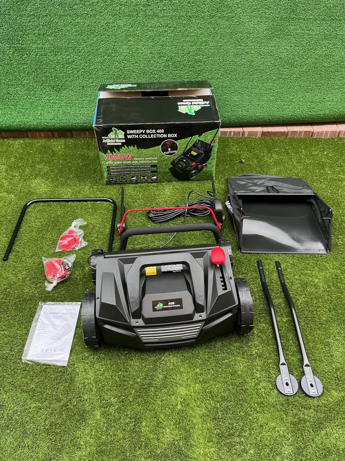 Artificial Turf Broom ogrodowy moc Brush z Collection skrzynka Sweepy skrzynka