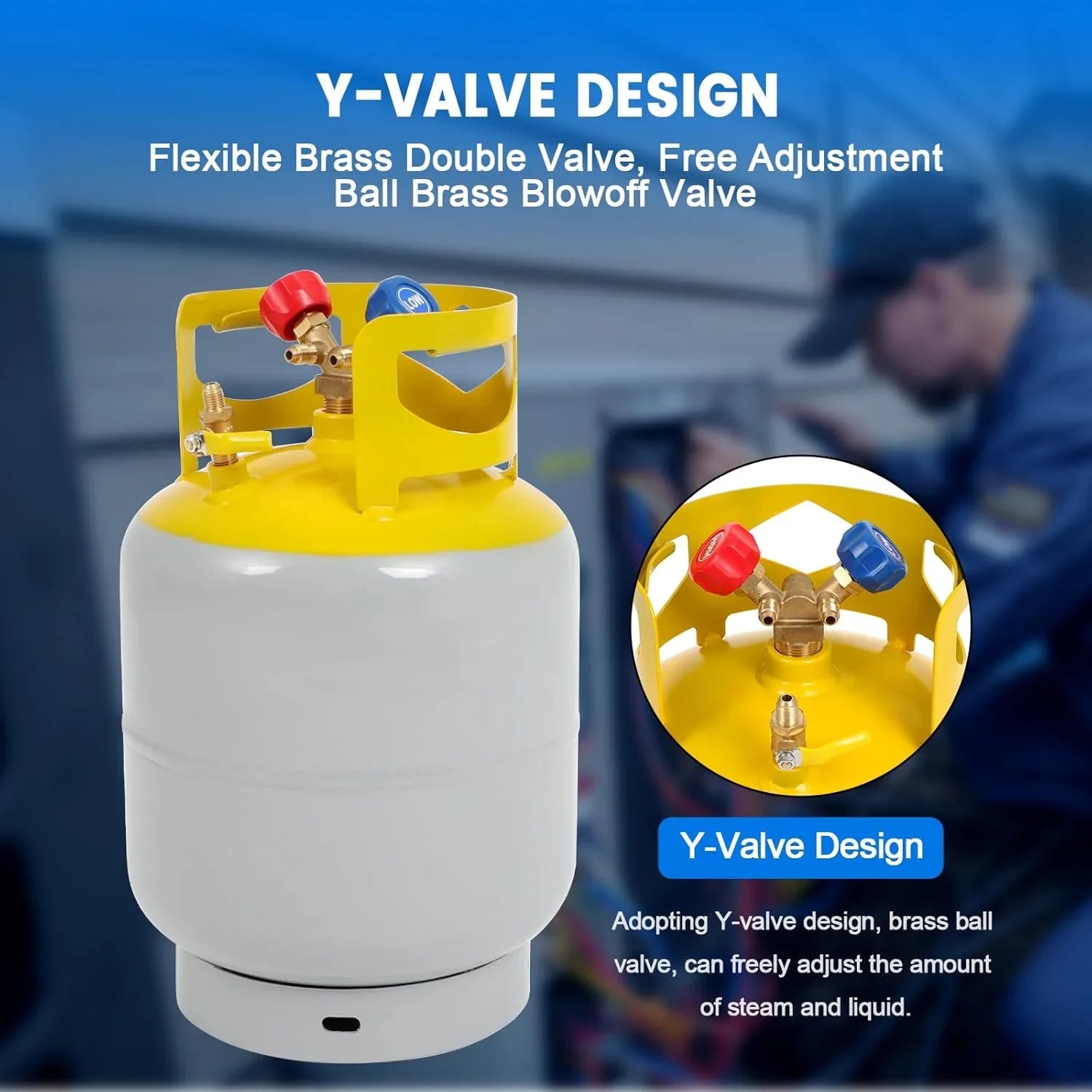 Refrigerant - 30 LB, Recovery Tank for R12 - R22, R134A, R410A Refrigerant with 1/4 SAE Y-valve Liquid/vapor Reclaim Tank AC Freon Recovery Tank