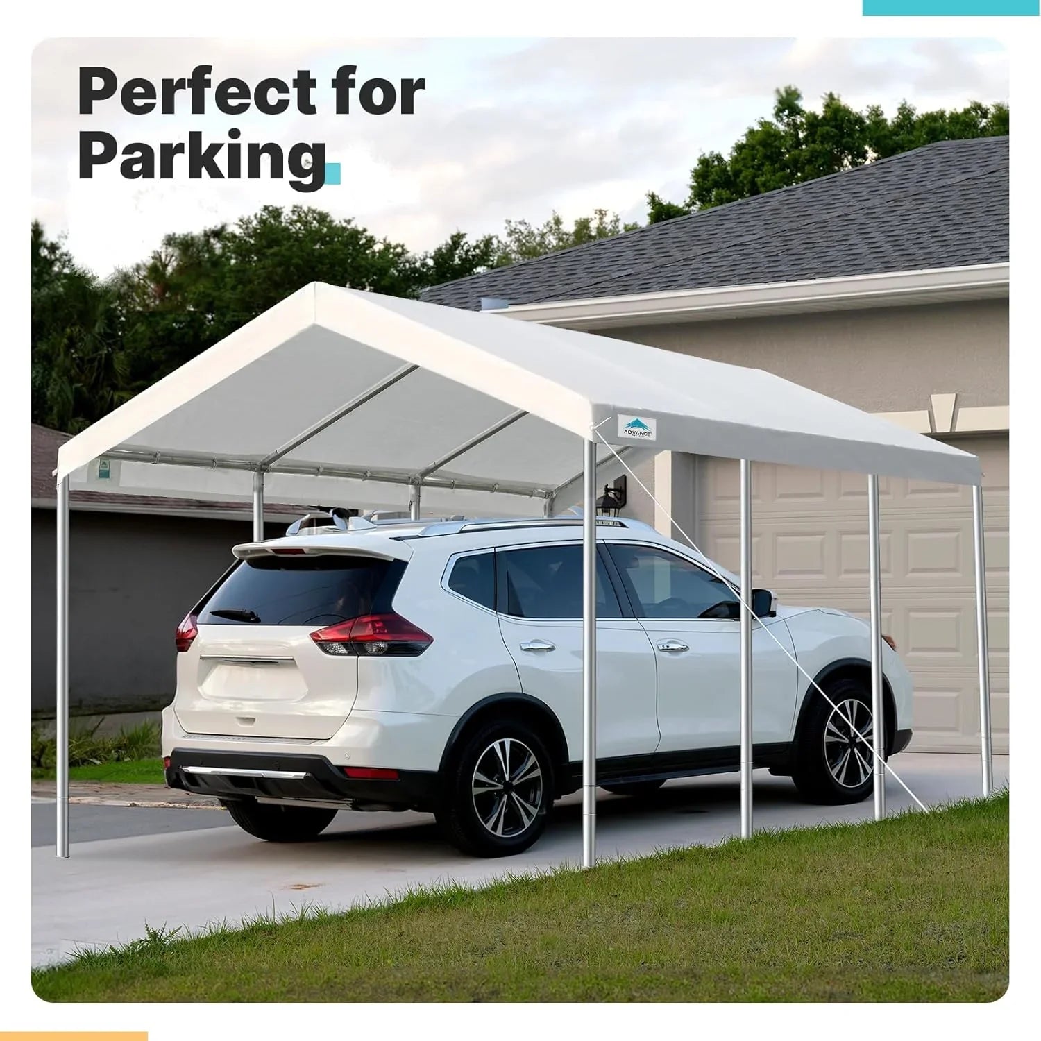 Canopy - OUTDOOR 10 X 20 Ft Heavy Duty Carport Potable Car, Garage Party Tent Boat Shelter - Adjustable Height from 9.5 Ft to 11 Ft, Beige