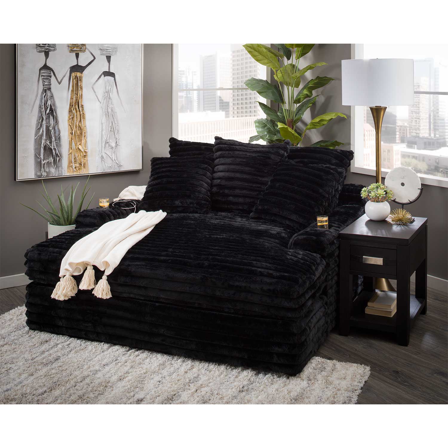 Chaise Lounge z podwójny Cupholders i ładowanie Ports