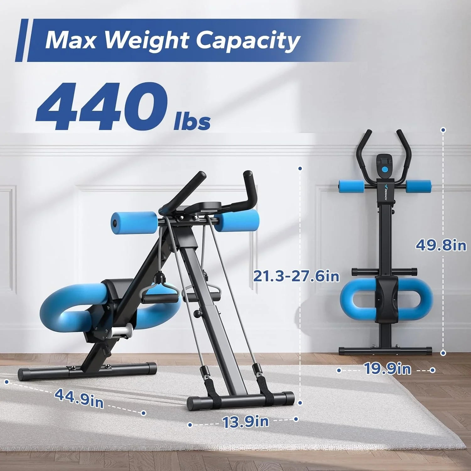 Workout Equipment, Featuring Adjustable Ab Trainer Machine for Abs Workout at Home Gym, Foldable, Knee Protection, Abdominal Trainer for Stomach Workout