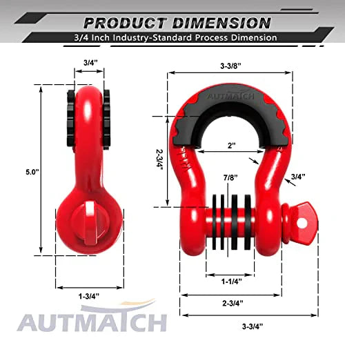 0c9c15bb371c28c4468b101e52a44289d1a005c98c8a6a9bd83702e12e6ee22e-1 D Shackle 3/4-cali Shackles (2 pakiet) 41, 887Ibs Break Strength z 7/8-cali Screw Pin