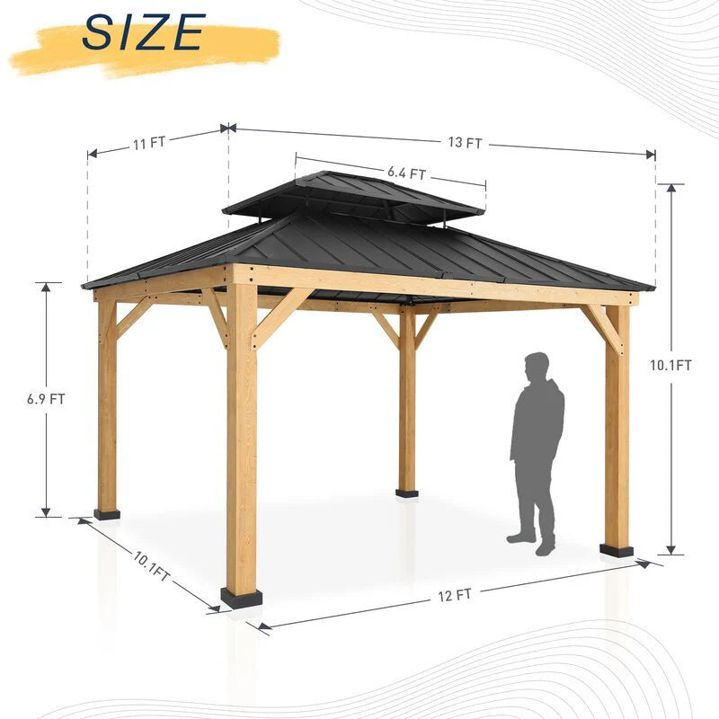 Tarasowy altana, 13 ft. W X 11 ft. D lite drewno