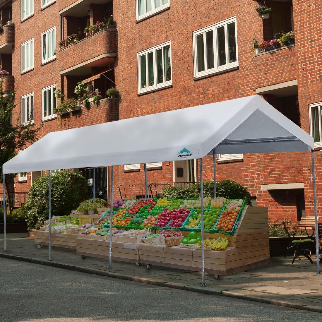 Canopy - OUTDOOR 10 X 20 Ft Heavy Duty Carport Potable Car, Garage Party Tent Boat Shelter - Adjustable Height from 9.5 Ft to 11 Ft, Beige