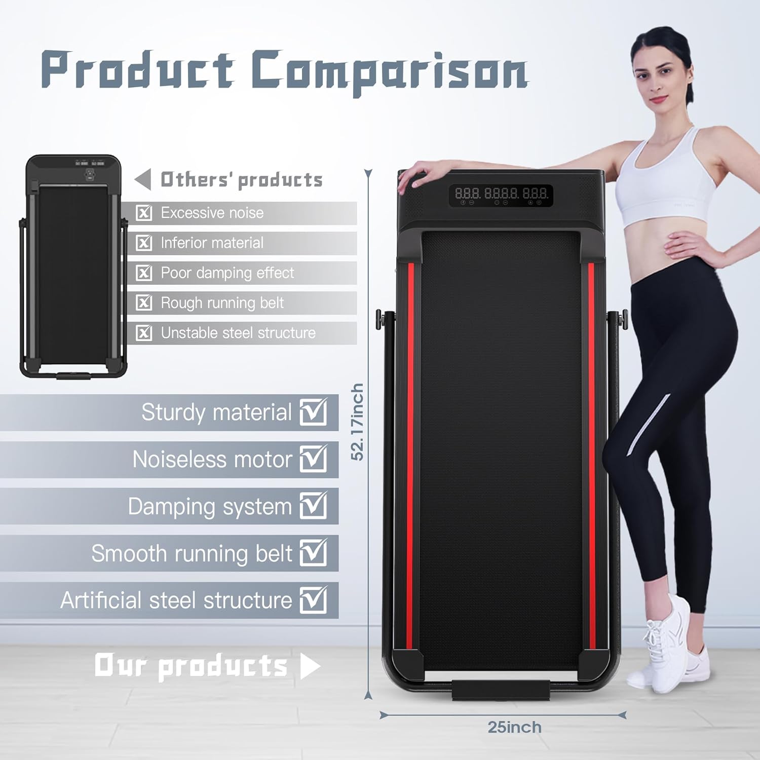 Treadmill - Sperax, walking Pad-under Desk Treadmill-3 in 1 Folding Treadmill-treadmills - Designed for Home-black Red