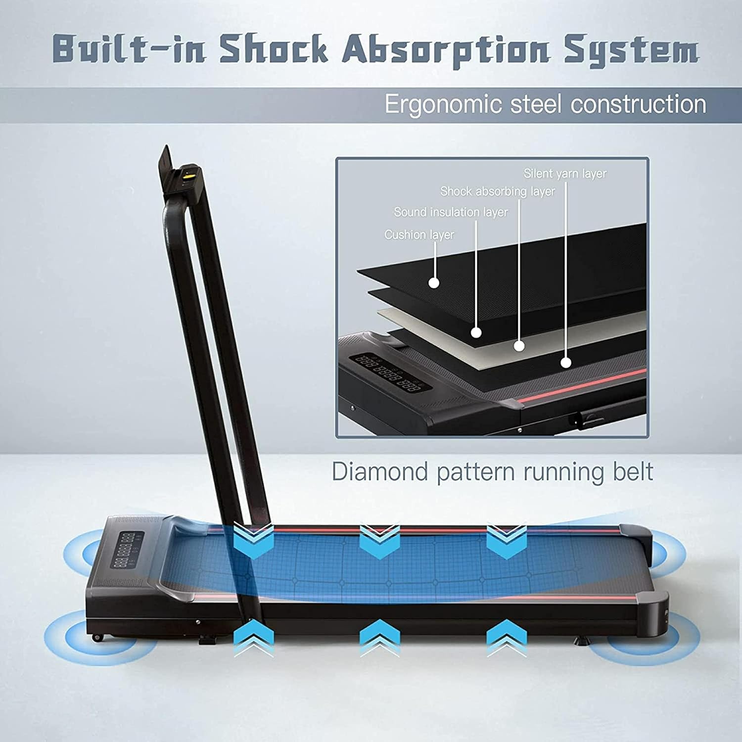 Treadmill - Sperax, walking Pad-under Desk Treadmill-3 in 1 Folding Treadmill-treadmills - Designed for Home-black Red