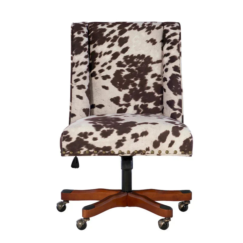 Plush krzeslo biurowe z brązowy i biały Cow Print