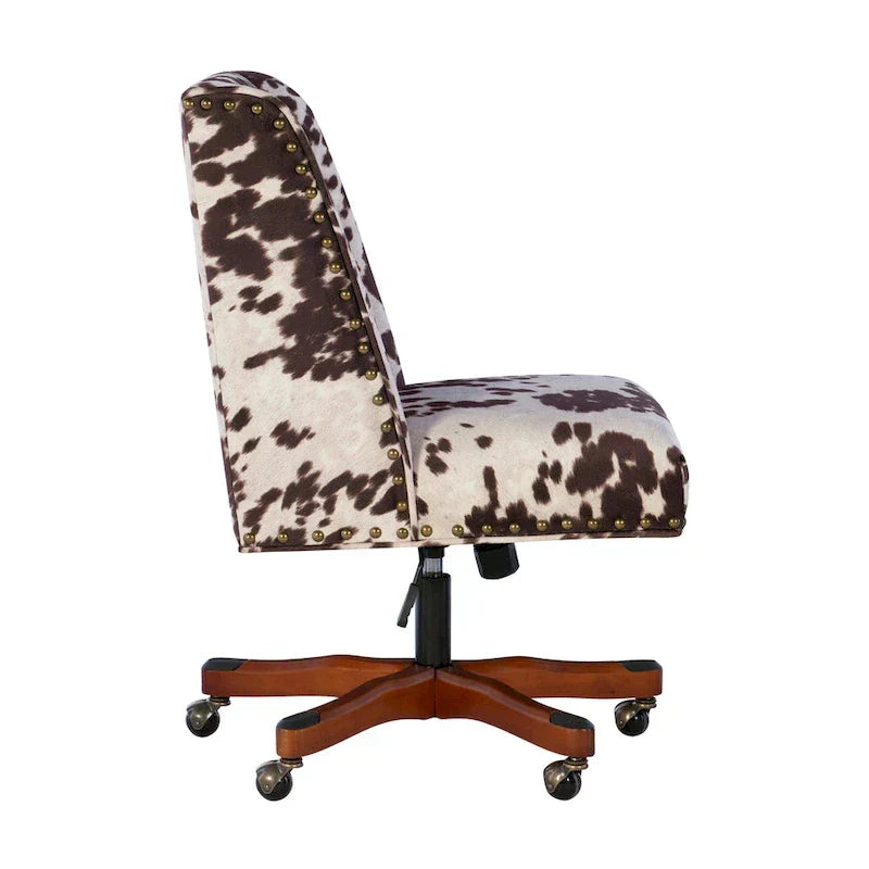 Plush krzeslo biurowe z brązowy i biały Cow Print