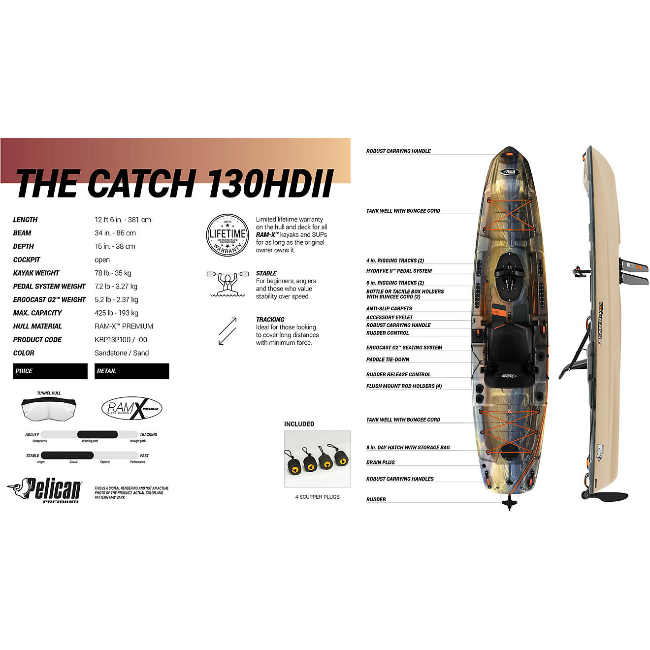 Catch 130 Hydrive Ii wedkarski kajak