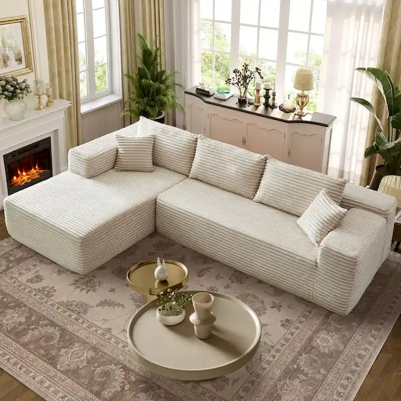 Cozy Long Plush Chaise sofa, No Assembly Needed
