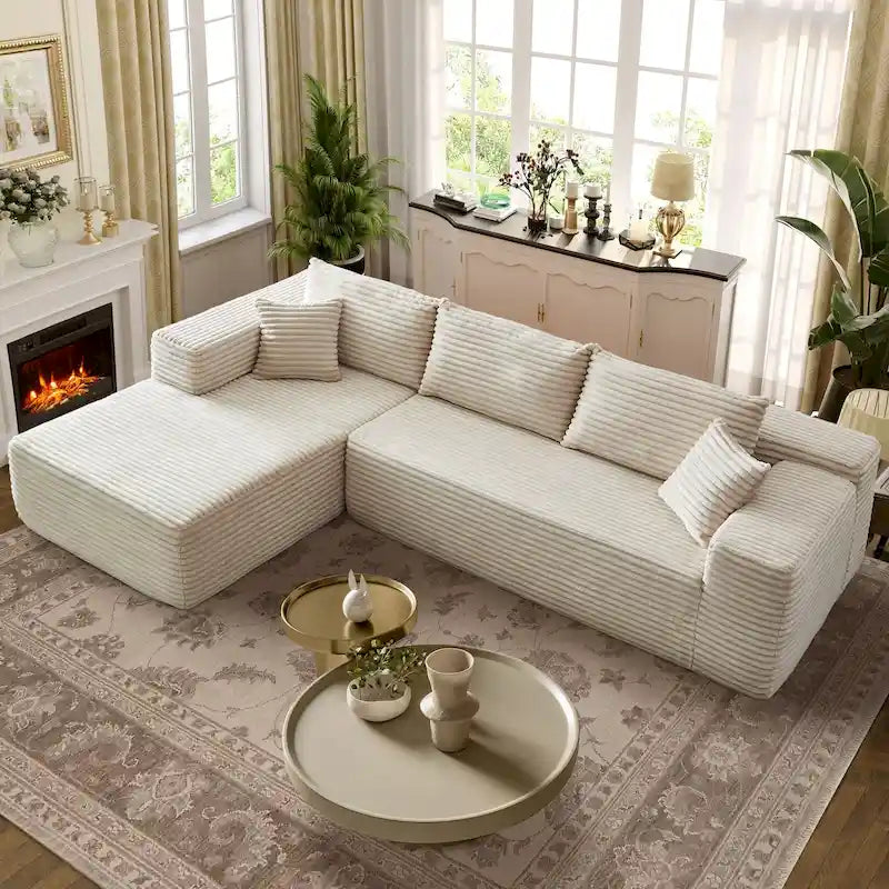 Cozy Long Plush Chaise sofa, No Assembly Needed
