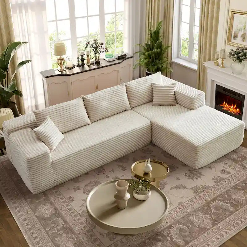 Cozy Long Plush Chaise sofa, No Assembly Needed