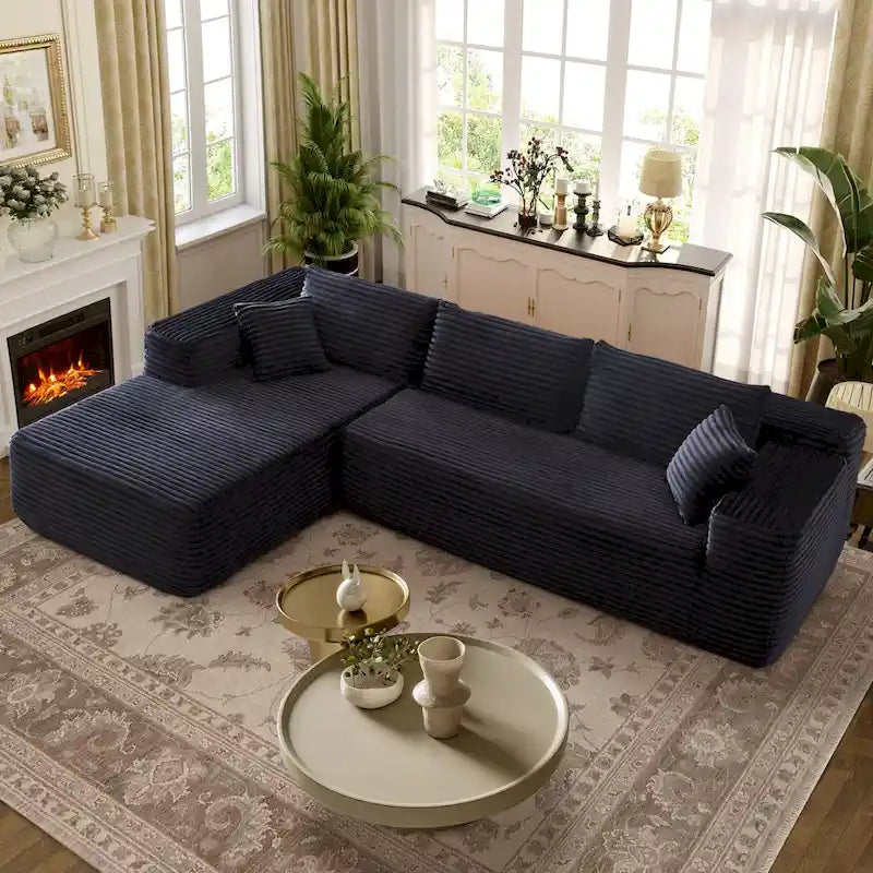 Cozy Long Plush Chaise sofa, No Assembly Needed