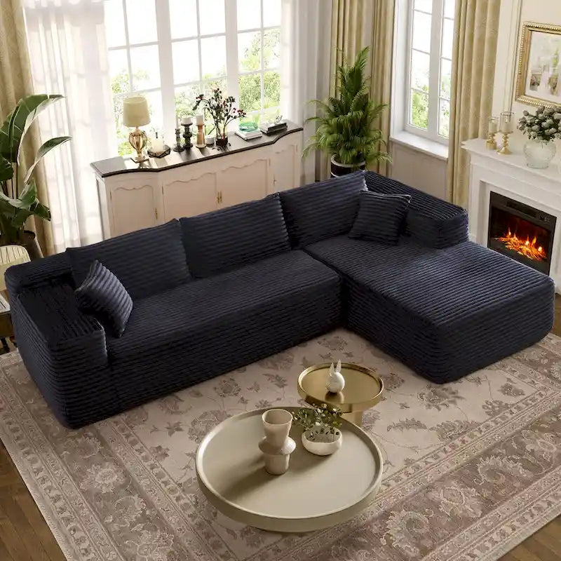 Cozy Long Plush Chaise sofa, No Assembly Needed