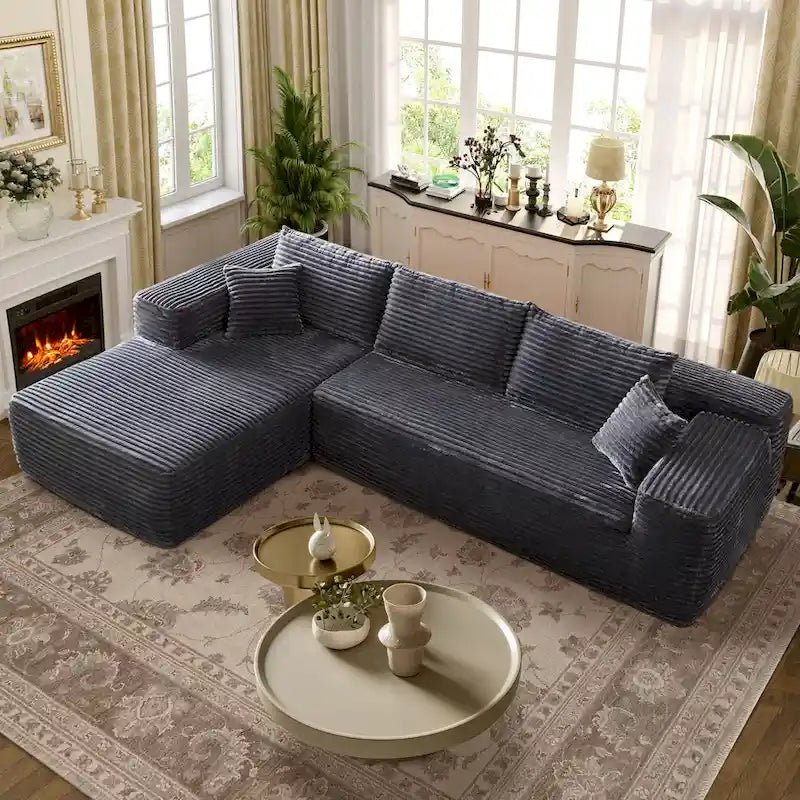 Cozy Long Plush Chaise sofa, No Assembly Needed