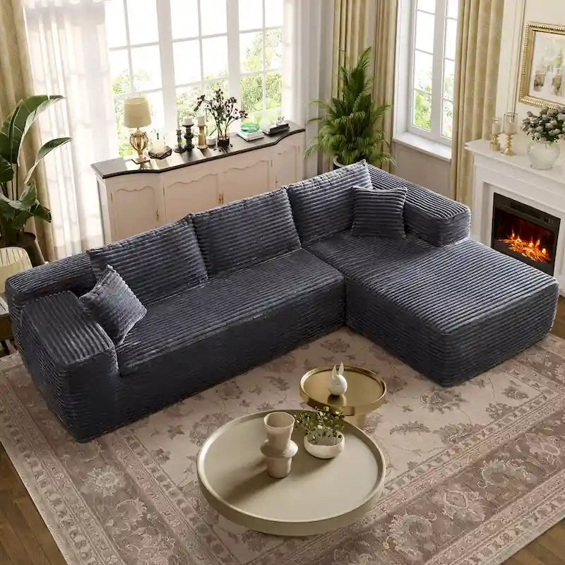 Cozy Long Plush Chaise sofa, No Assembly Needed