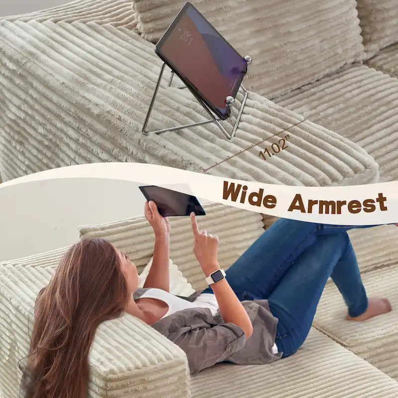 Cozy Long Plush Chaise sofa, No Assembly Needed
