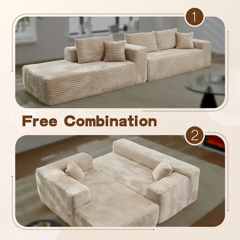 Cozy Long Plush Chaise sofa, No Assembly Needed