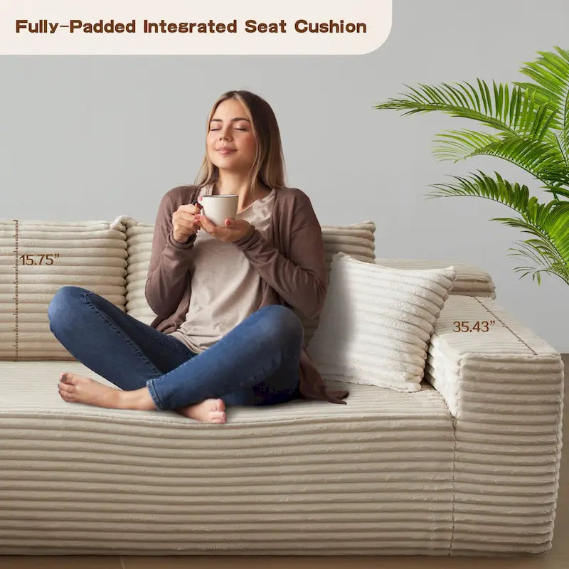 Cozy Long Plush Chaise sofa, No Assembly Needed