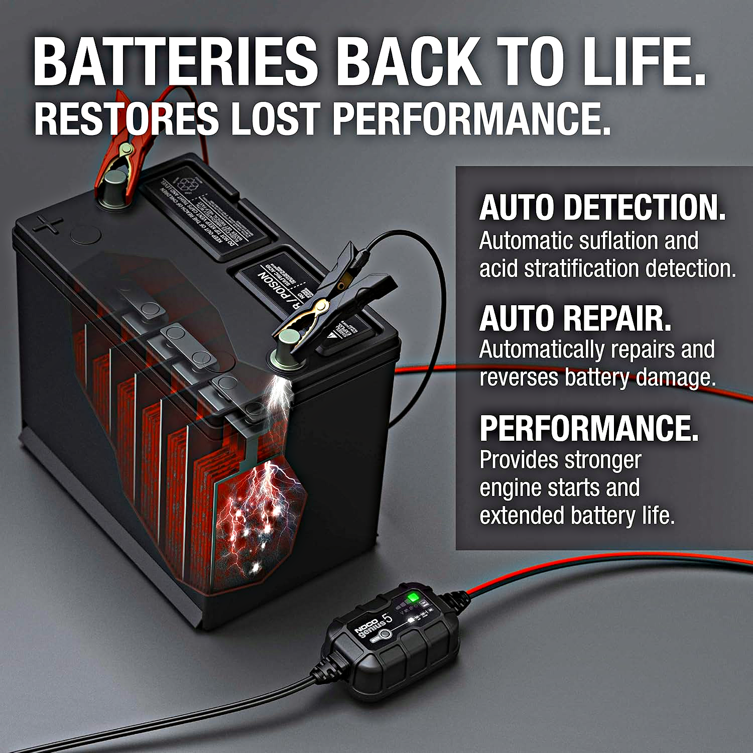 1787382580_eRh5fuqk GENIUS5, Featuring 5A 6V/12V Smart Battery Charger, Automatic Maintainer, Trickle Charger and Desulfator with Overcharge Protection and Temperature