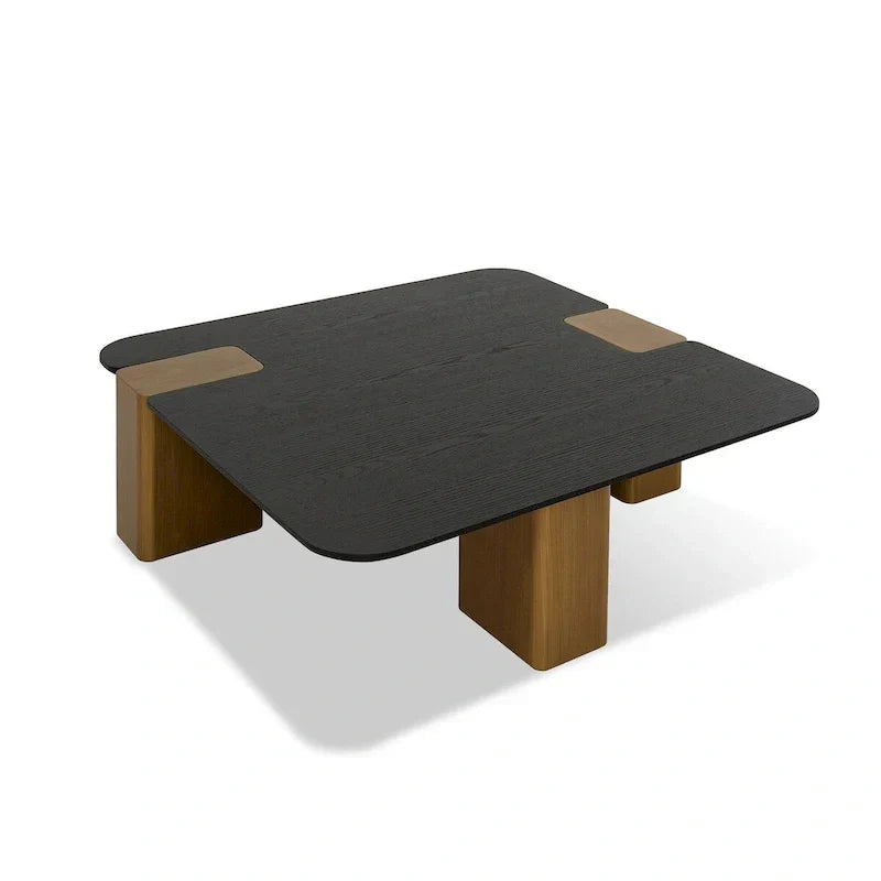 Stolik kawowy, Harold Contemporary czarny Oak i Brushed złoty Square mały