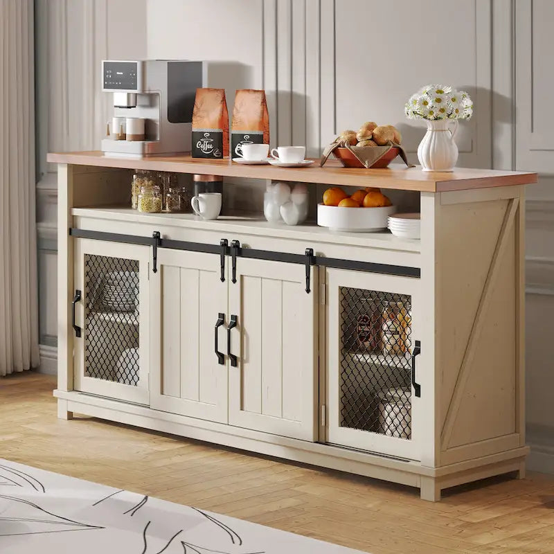 1787383335_LfIODCXH Sideboard, Farmhouse Industrial, Buffet szafka z Doors i Shelving
