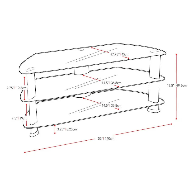 Satin czarny Corner szafka RTV, do Tvs Up to 65 cali
