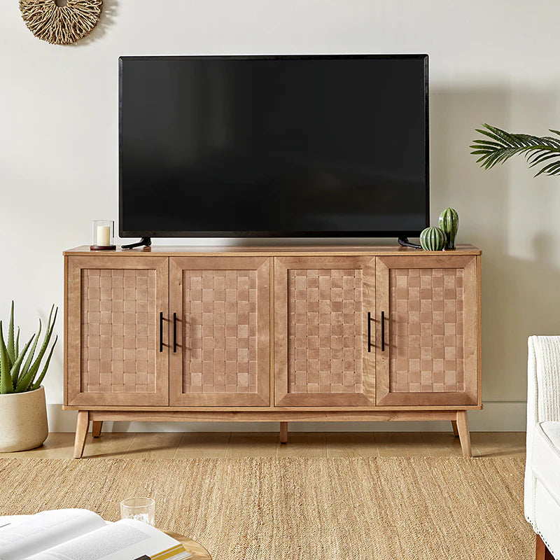 63 szeroki Sideboard z Maple Veneer Woven szafka Doors