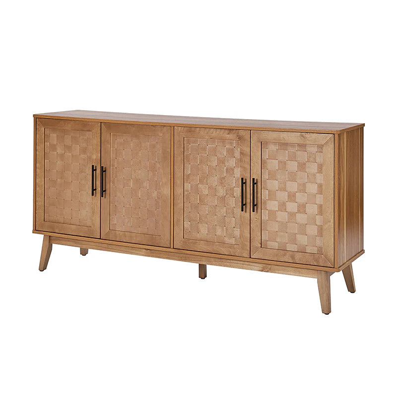 63 szeroki Sideboard z Maple Veneer Woven szafka Doors