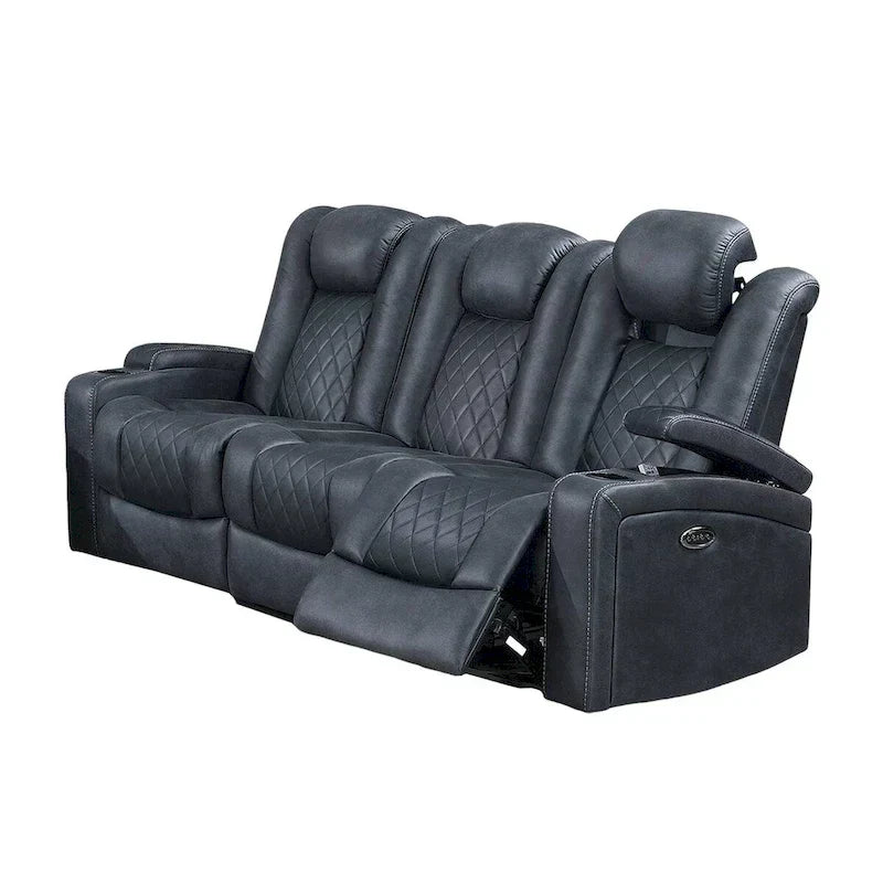 83-cali moc Reclining sofa z magazynowy Console w niebieski Breathable skora