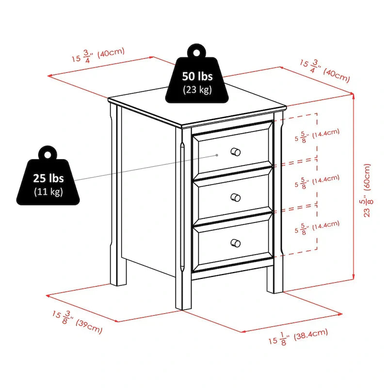 1787388709_xwSQjIIN Nightstand - Elegant Black Wooden, Featuring 3 Generous Storage Drawers - Dimensions, 15.75L X 15.75W X 23.63H