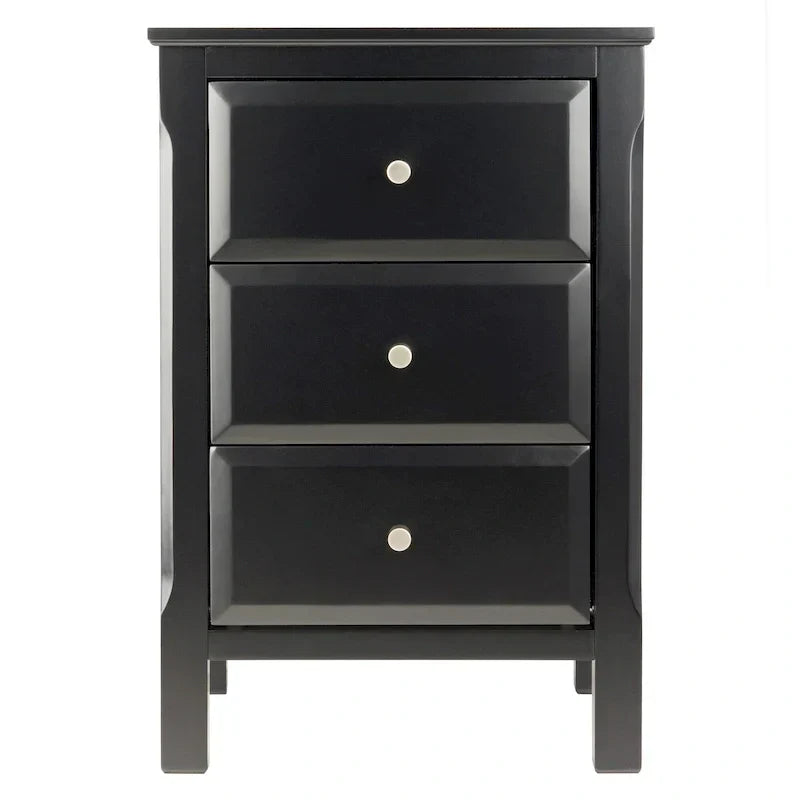 1787388728_Pux8tiKI Nightstand - Elegant Black Wooden, Featuring 3 Generous Storage Drawers - Dimensions, 15.75L X 15.75W X 23.63H