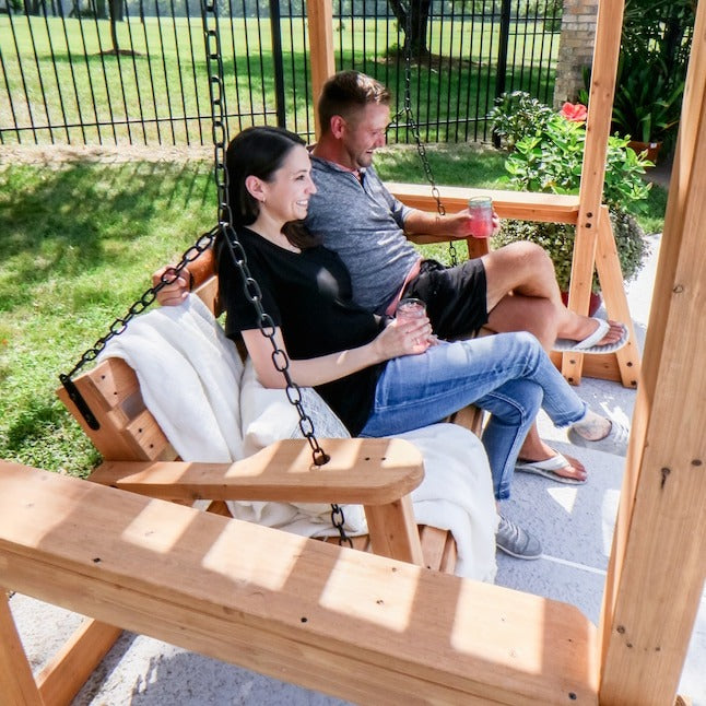 Callahan 2-osobowy brązowy Cedar zewnętrzny huśtawka