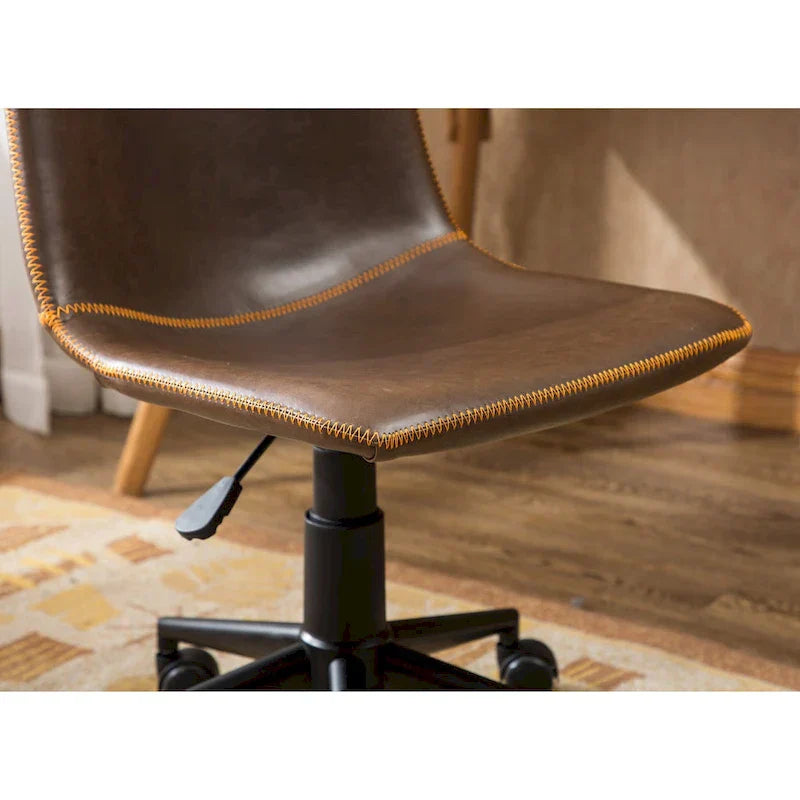 1787392453_nNHL3tB4 Antique brązowy Faux skora 360-Degree obrotowy krzeslo biurowe z powietrza podnośnik