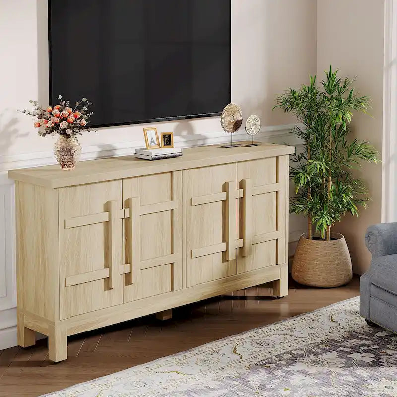 1787393658_shPcvEbT 55-cali Rustic drewno Farmhouse Buffet szafka z Ample magazynowy