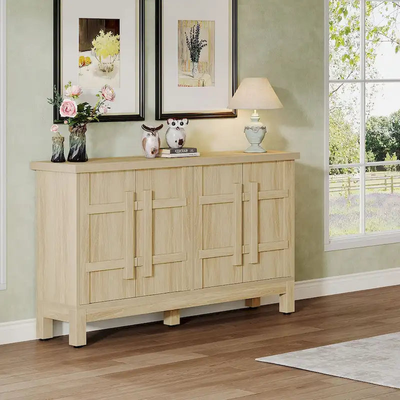 1787393661_WVhFz9Og 55-cali Rustic drewno Farmhouse Buffet szafka z Ample magazynowy