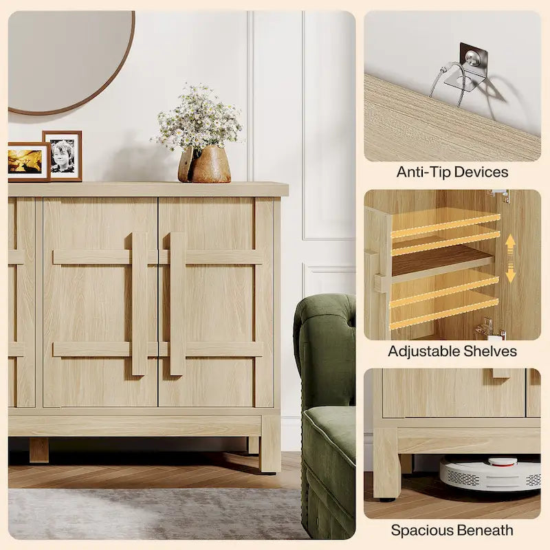 1787393669_u5NSvA6s 55-cali Rustic drewno Farmhouse Buffet szafka z Ample magazynowy