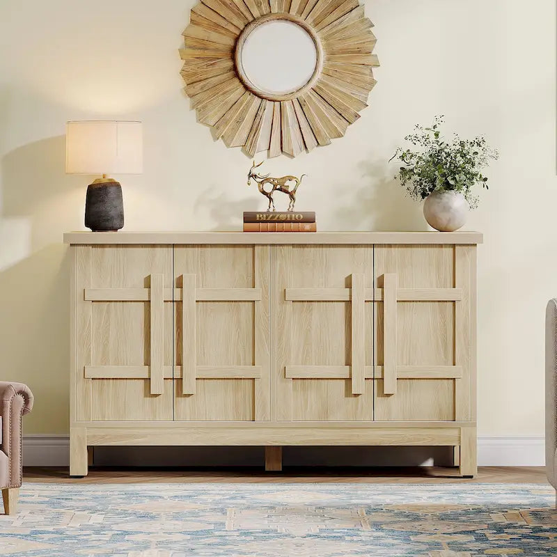 1787393686_VTdqpjRG 55-cali Rustic drewno Farmhouse Buffet szafka z Ample magazynowy