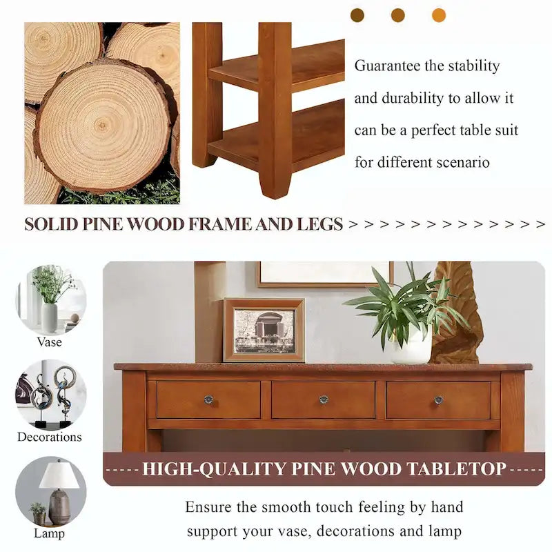 48-cali Solid Pine drewno Console stol