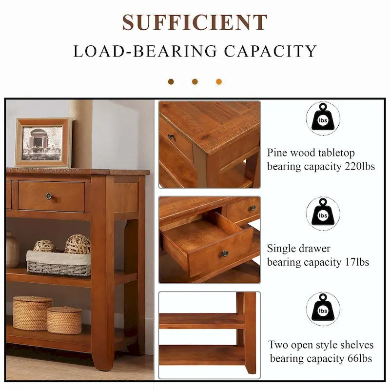 48-cali Solid Pine drewno Console stol