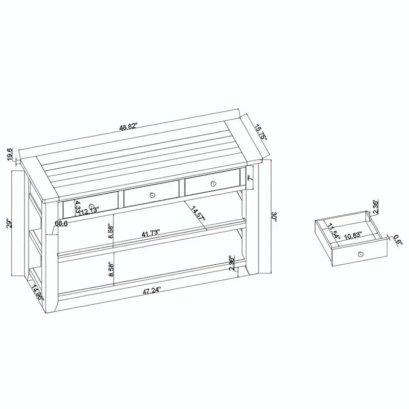 48-cali Solid Pine drewno Console stol