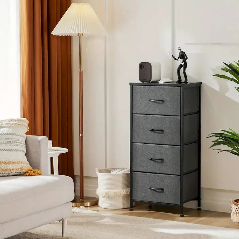 Dresser - 4-Drawer Fabric, Designed for Bedroom - Tall Storage Organizer for Clothing, Closet, Kids' Room, And Cabinet