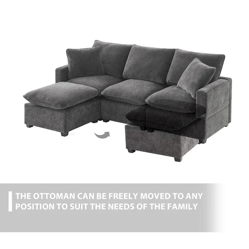 4-Seater L-shaped Modular Chenille Sectional sofa