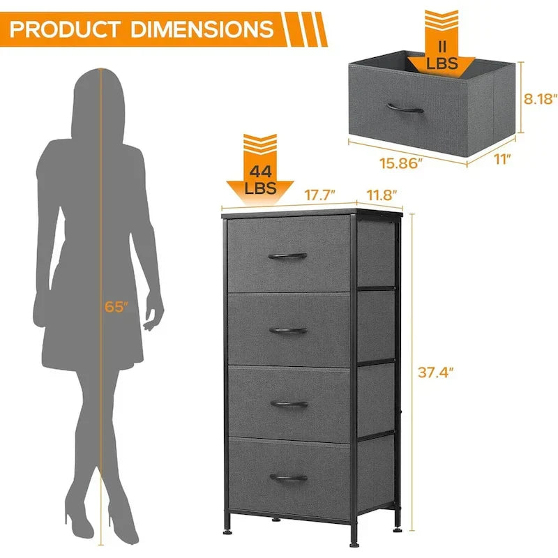 1787394372_f3G5XFA1 Dresser - 4-Drawer Fabric, Designed for Bedroom - Tall Storage Organizer for Clothing, Closet, Kids' Room, And Cabinet