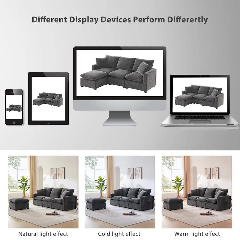 4-Seater L-shaped Modular Chenille Sectional sofa