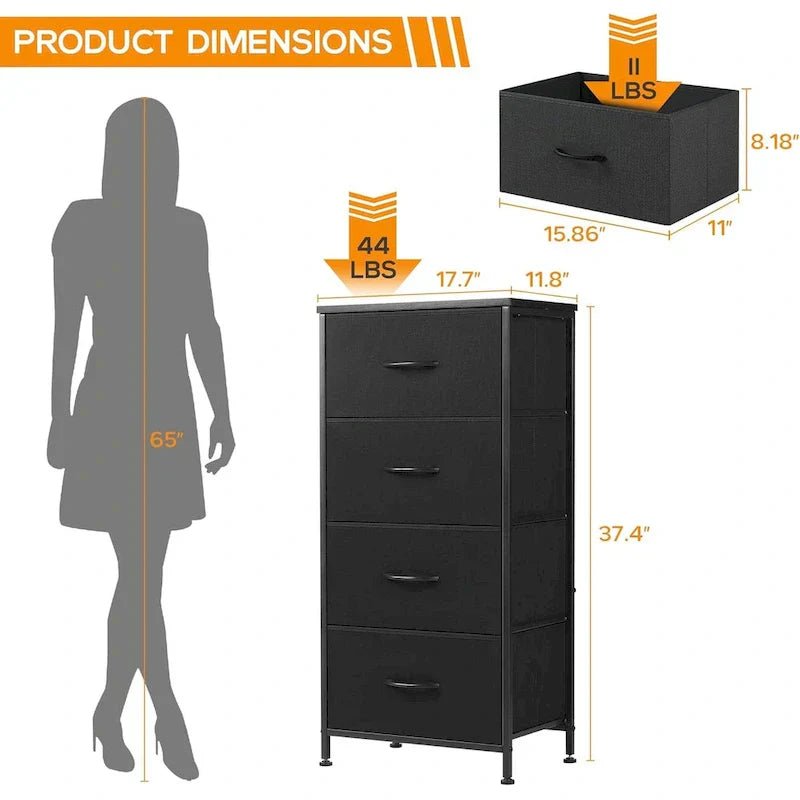 1787394396_V0fnx9ia Dresser - 4-Drawer Fabric, Designed for Bedroom - Tall Storage Organizer for Clothing, Closet, Kids' Room, And Cabinet