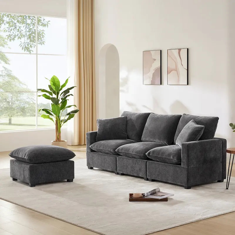 4-Seater L-shaped Modular Chenille Sectional sofa