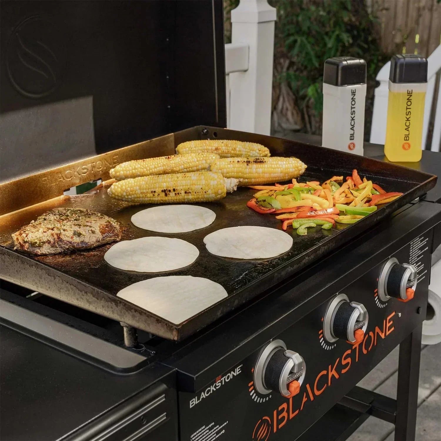 Griddle - 28 Inch, 2080 with Hood XL Griddle Original 3-Burner Outdoor Flat Top Grill - Featuring Griddle Accessories, Seasoning